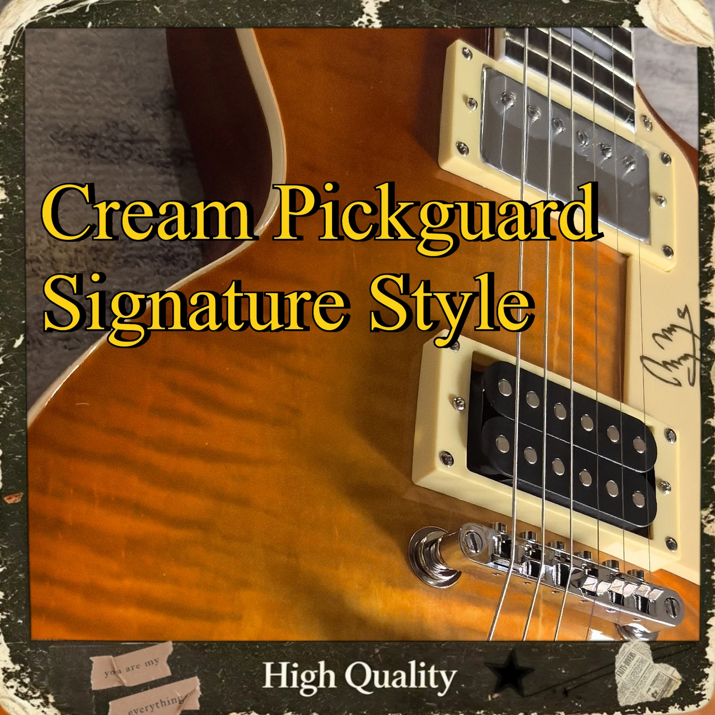 Flame Top LPO Electric Guitar Cream Pickguard Signature Style Double Humbucker Hard Rock Performance Guitar Gift New Hot