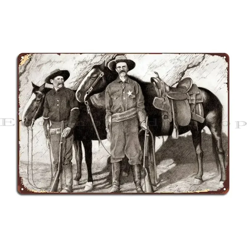 Arizona Rangers Metal Sign Vintage Cave Wall Plaque Character Wall Cave Tin Sign Poster