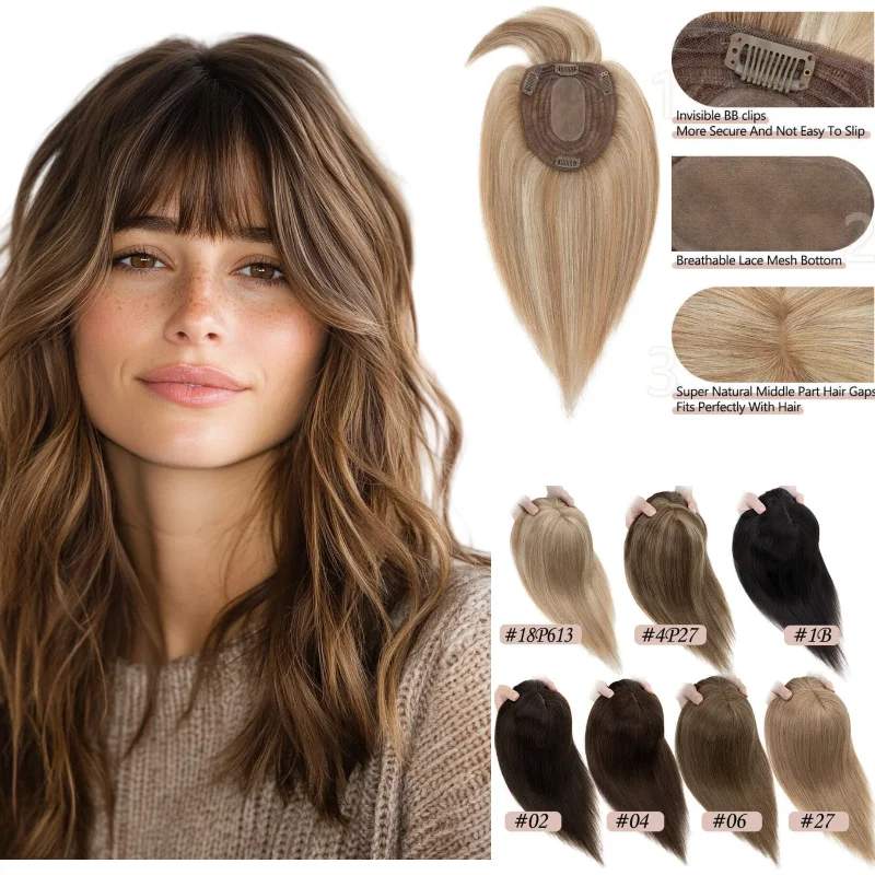 clip-in-machine-made-women-topper-100-human-hair-wig-hairpiece-lightweight-comfort-multiple-colors-dropshipping-fast-ship