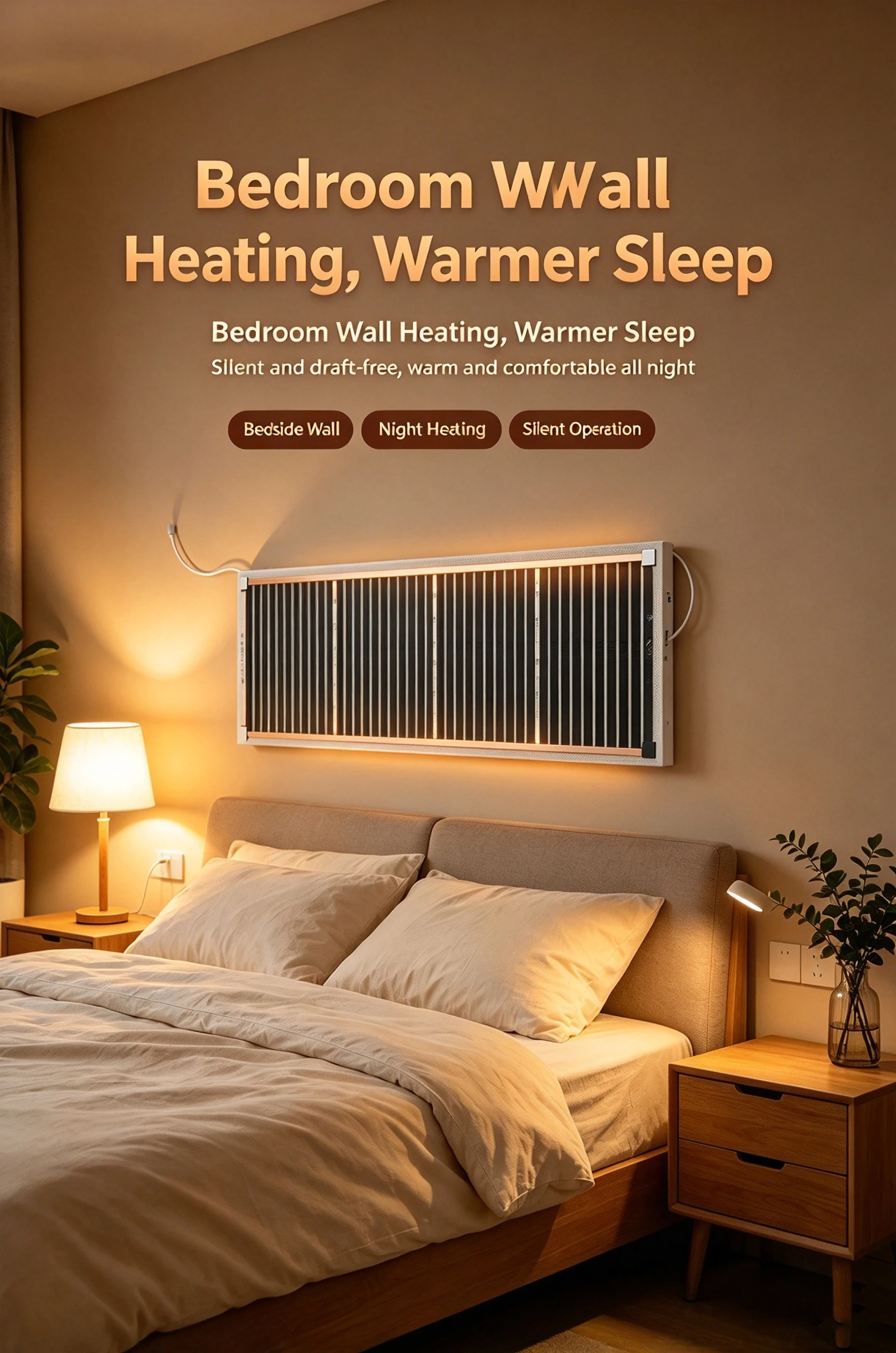 Graphene Carbon Crystal & Fiber Wall Heating Film Flexible Waterproof Silent Easy-Use for Indoor Home Winter Space Warm Heating