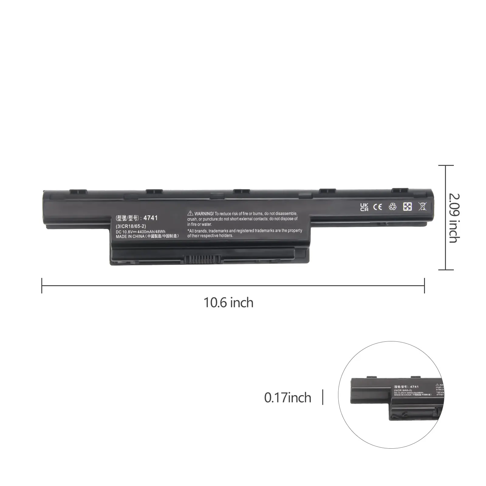 Oyomba AS10D31 AS10D51 Akku für Acer 4738 4741 5251 5253 5551 5552 5560 5733 5742 5750 7551 7560 7741 7750 E1-531 E1-571 – Detail 3