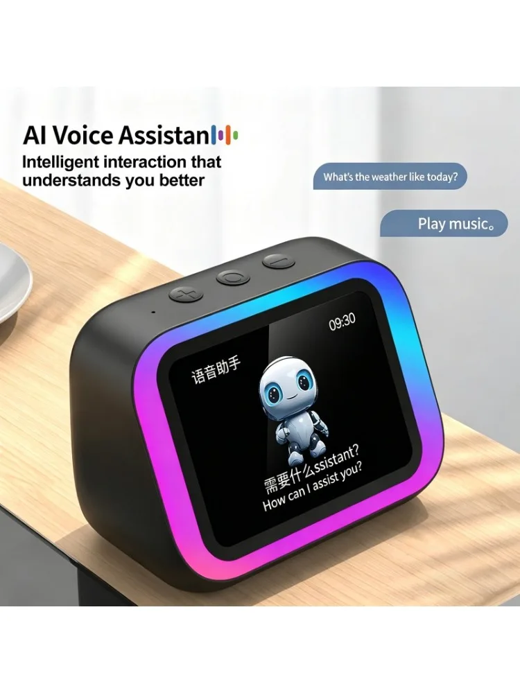 Inteligentny głośnik AI Bluetooth 5.4 z asystentem głosowym, wyświetlaczem dotykowym HD, elektronicznym albumem, budzikiem, dźwiękiem Hi-Fi Stereo do użytku na zewnątrz. — zdjęcie produktu 7