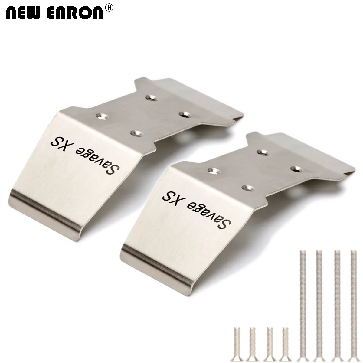 NEW ENRON 2PCS Stainless Steel Front & Rear Lowe Skid Plate #105298 FOR RC CAR HPI MINI SAVAGE XS FLUX SS RTR