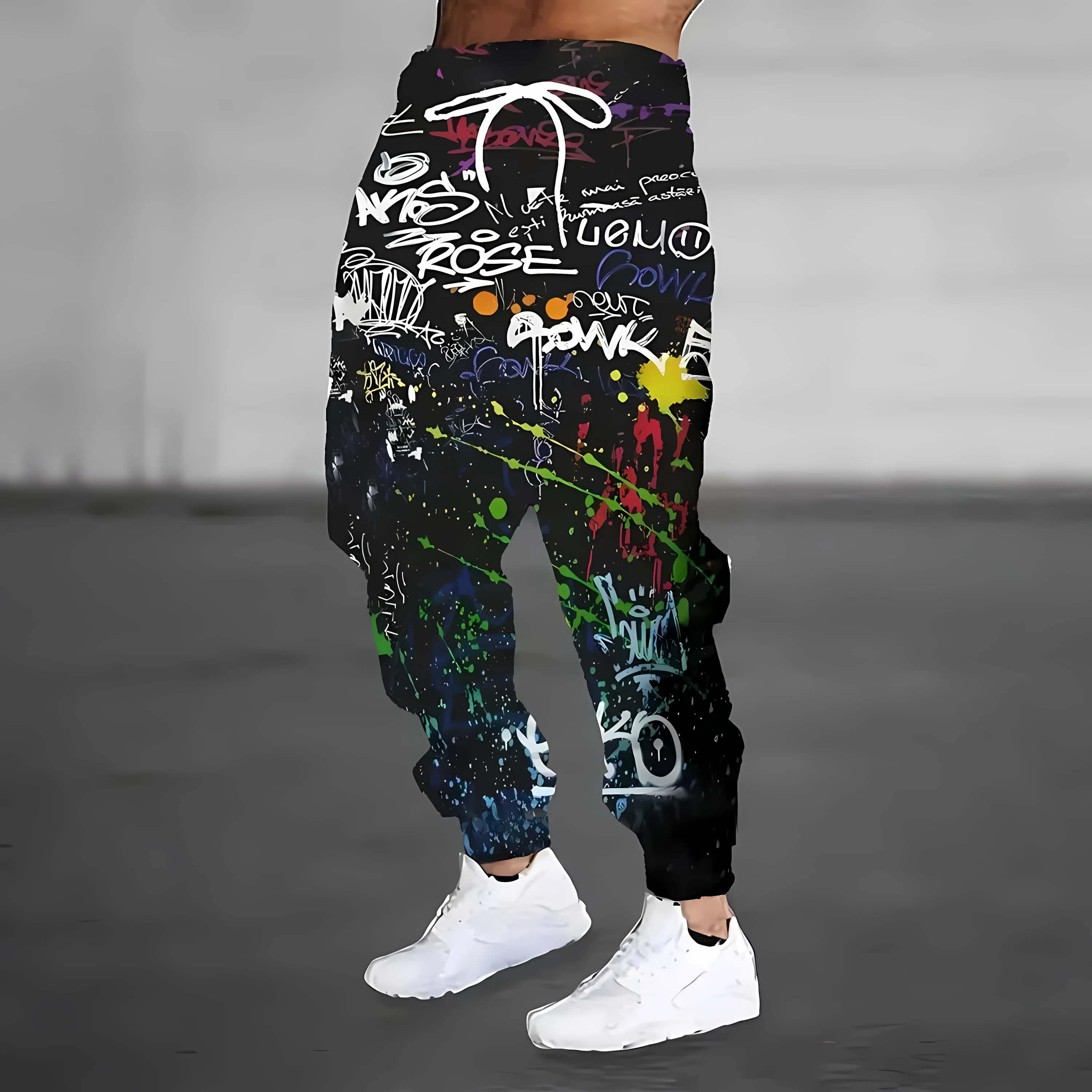 The new men's trousers for the autumn of 2025 are casual and fashionable with 3D graffiti printing soft and comfortable