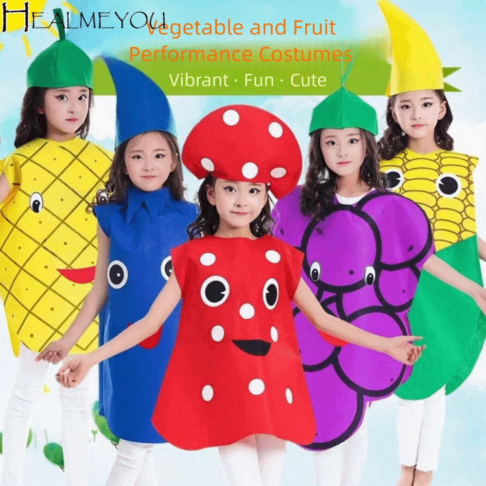 

Food Fruit Veggie Costume Performance Stage Pumpkin Cloak Children Cosplay Costume Clothing Props Parent-child Performance Suit