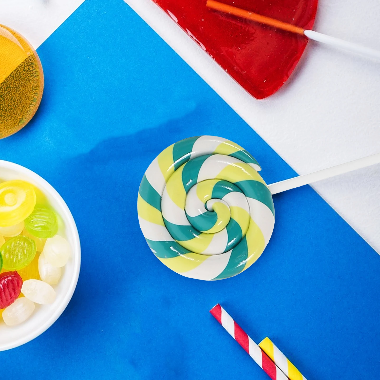 

5pcs Large Simulation Lollipop Clay Eco-Friendly Diy Mobile Phone Case Stationery Box Children'S Headwear Accessories