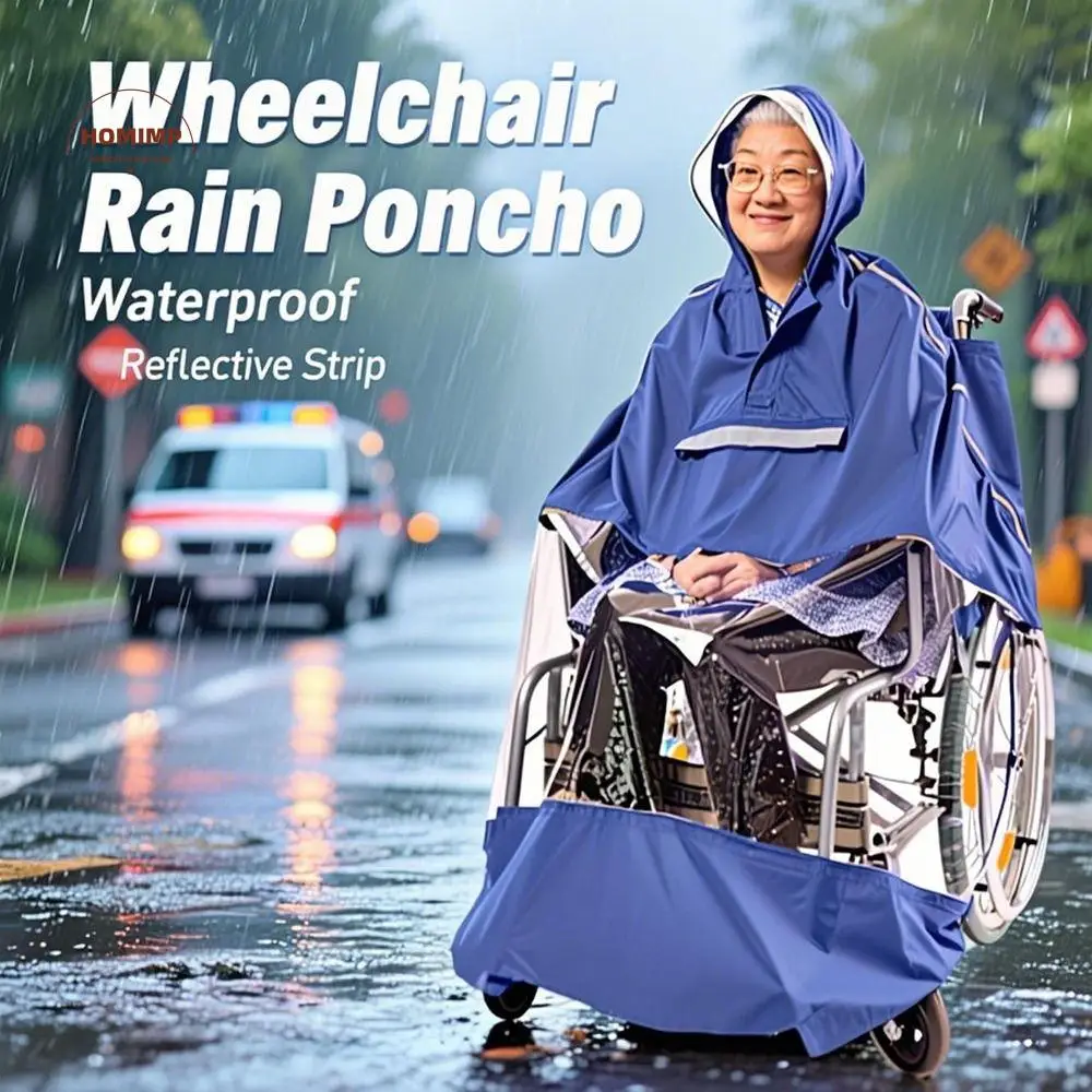 

Reusable Wheelchair Rain Poncho Waterproof Reflective Strip Raincoat Cloak Lightweight Packable Electric Scooter Raincoat