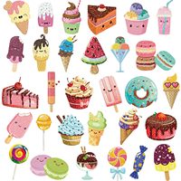 Glitter Ice Cream Temporary Tattoos for Girls - 120 Glitter Styles, Ice Cream, Lollies, Donut Cake Tattoos - Sweet Summer Tattoo