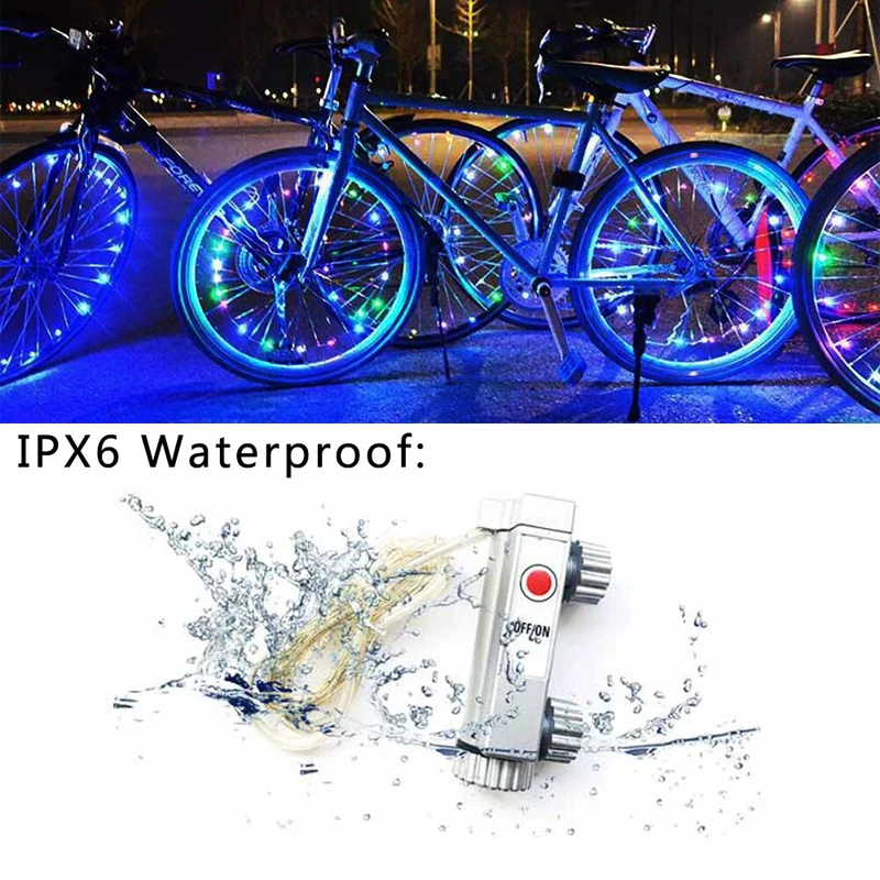 Colourful Waterproof LED Bicycle Wheel Light Night Decoration Warning Light Front and Rear Spoke Light Bicycle Tyre Accessories