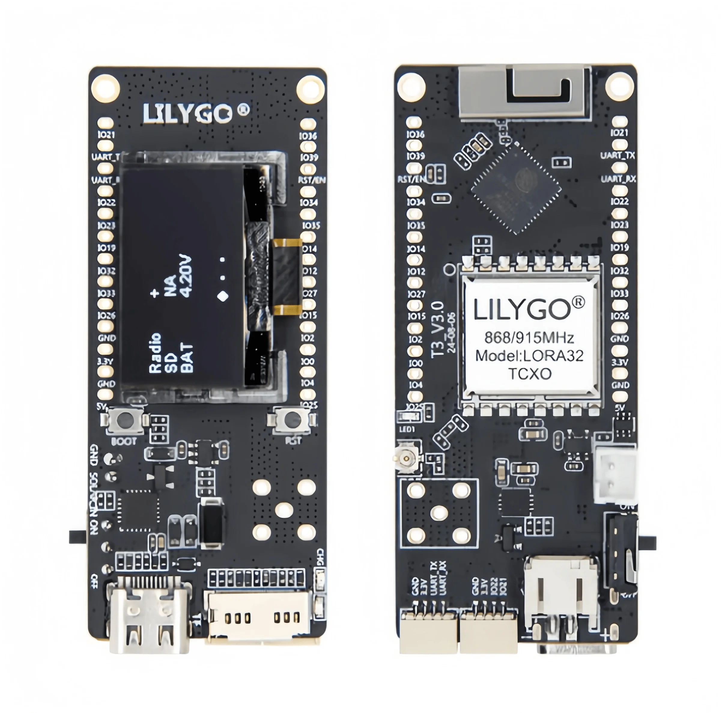

LILYGO® T3 V3.0 TCXO LoRa SX1276 0.96-inch OLED WiFi & Bluetooth Module