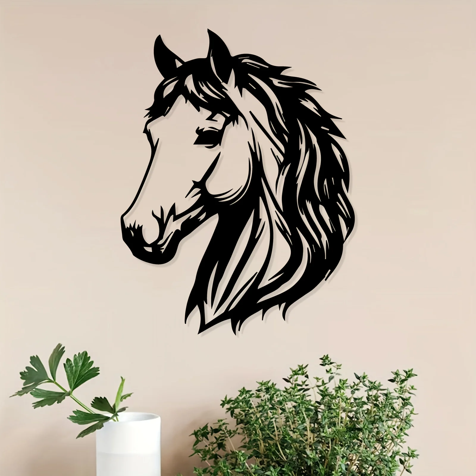1pc Horse Head Iron Metal Wall Sculpture,Galloping Horse Statue Decor For Living Room Garden Equestrian Gift