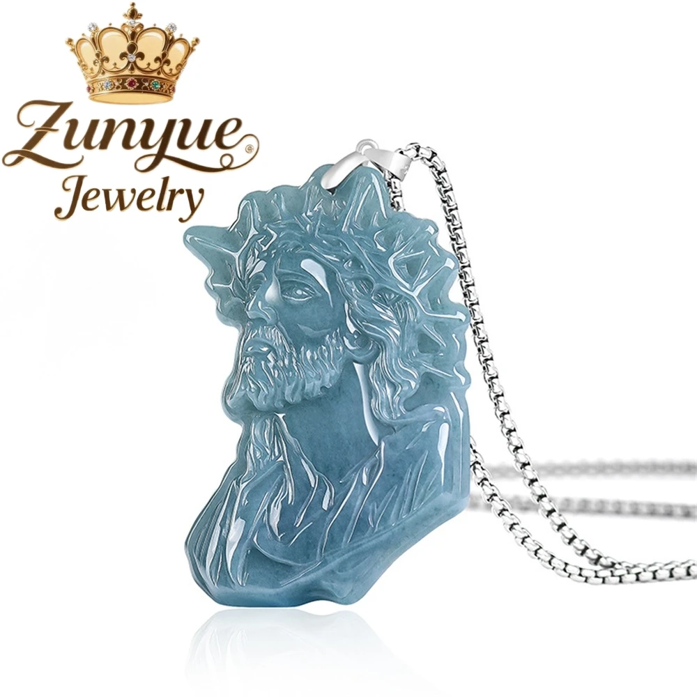 

Natural Genuine A-Grade Blue Water Ice-Quality Jadeite Priest Pendant Highend Exquisite Luxury Quality Fine Jewelry Gift Amulets