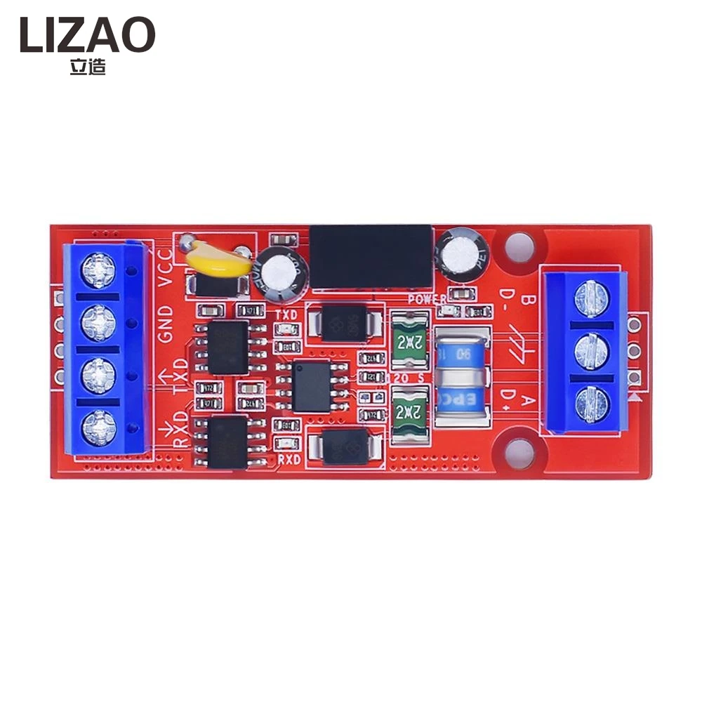 LIZAO TTL to RS485 Isolated Converter Module Optocoupler Isolation UART Interface 3.3V-5V Lightning Protection for MCU