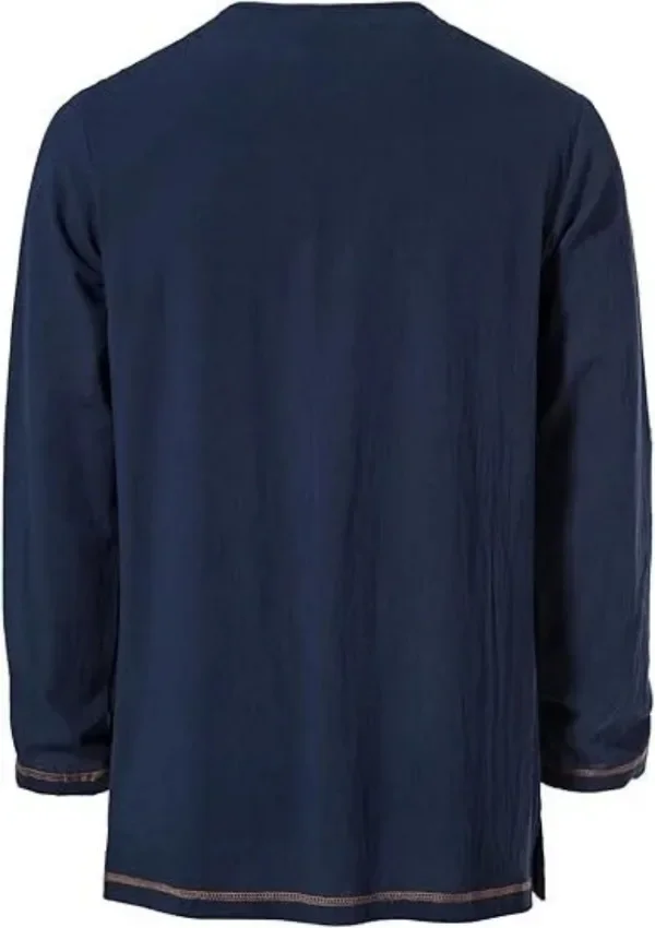 Mittelalterliches Schnürhemd für Herren mit Gürtel, langärmelig, Vintage-Piraten-Wikinger-Oberteil, Halloween-Cosplay-Kostüm, lässige Bluse – Detail 6