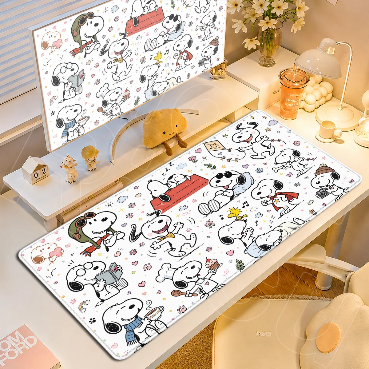 Non-slip Rubber Office Decoration Mats XXL Kawaii Cartoon S-Snoopy Dog Mouse Pad PC Gaming Accessories 900x400mm Desktop Carpets