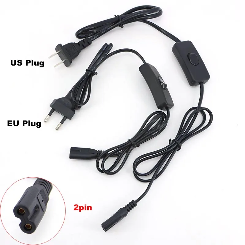 2Pin Prong AC US EU zu C7 C8 Verlängerung EU US Stromkabel LED-Licht Netzschalterkabel Amerikanische Europäische Figur 8 Laptop für PS4 R