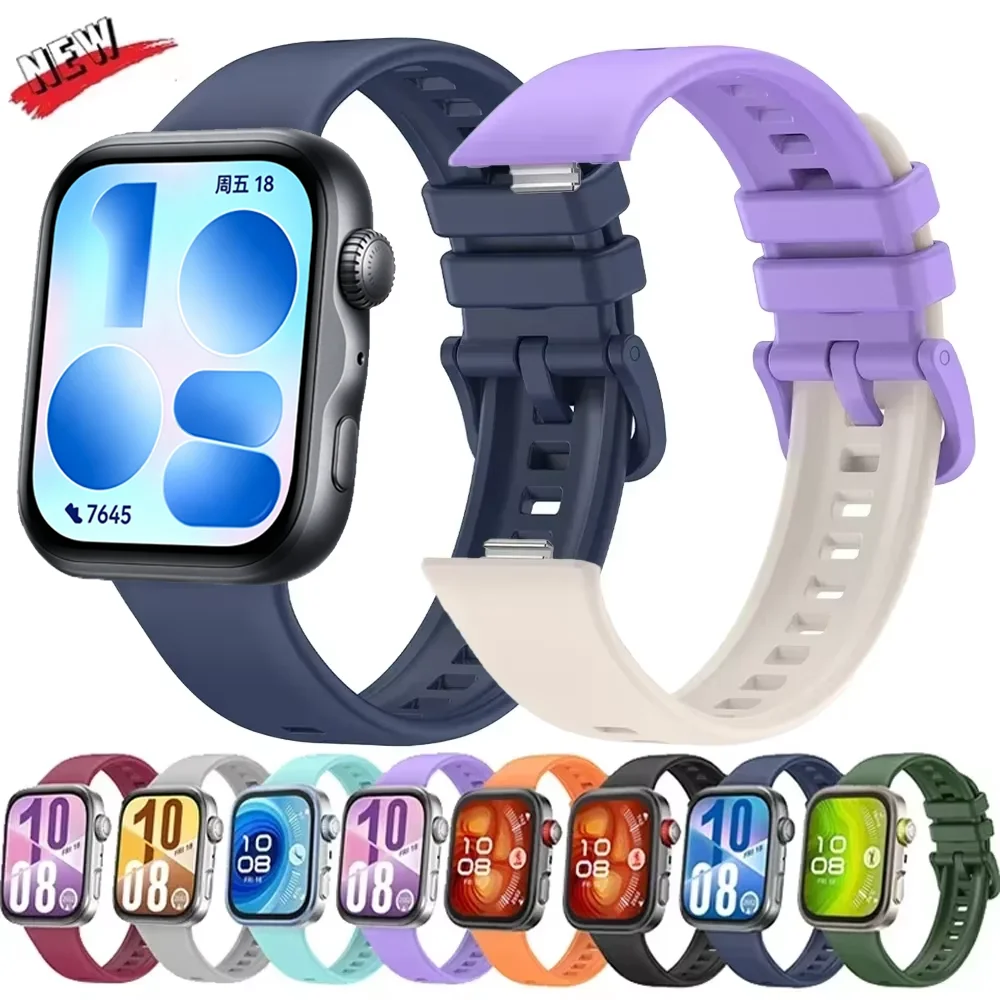 Offizielles Silikonarmband für Huawei Watch Fit 5 5 Pro Band Buntes Schnallenarmband Armband Huawei Watch 4 4 Pro Fit 3 Correa