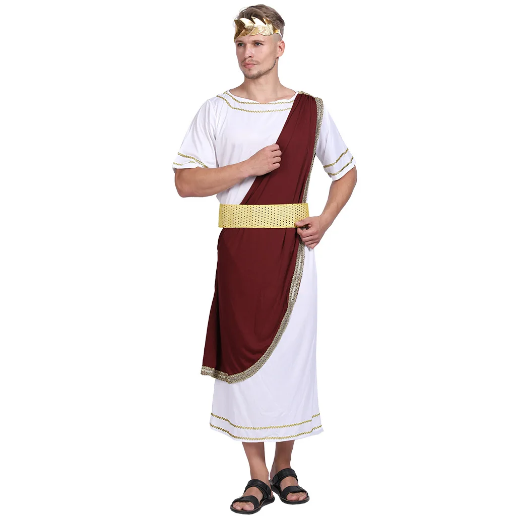 

Man Rome Warrior Julius Caesar Cosplay Adult Halloween Ancient Greek Gods King Costume Carnival Purim Show Role Play Party Dress