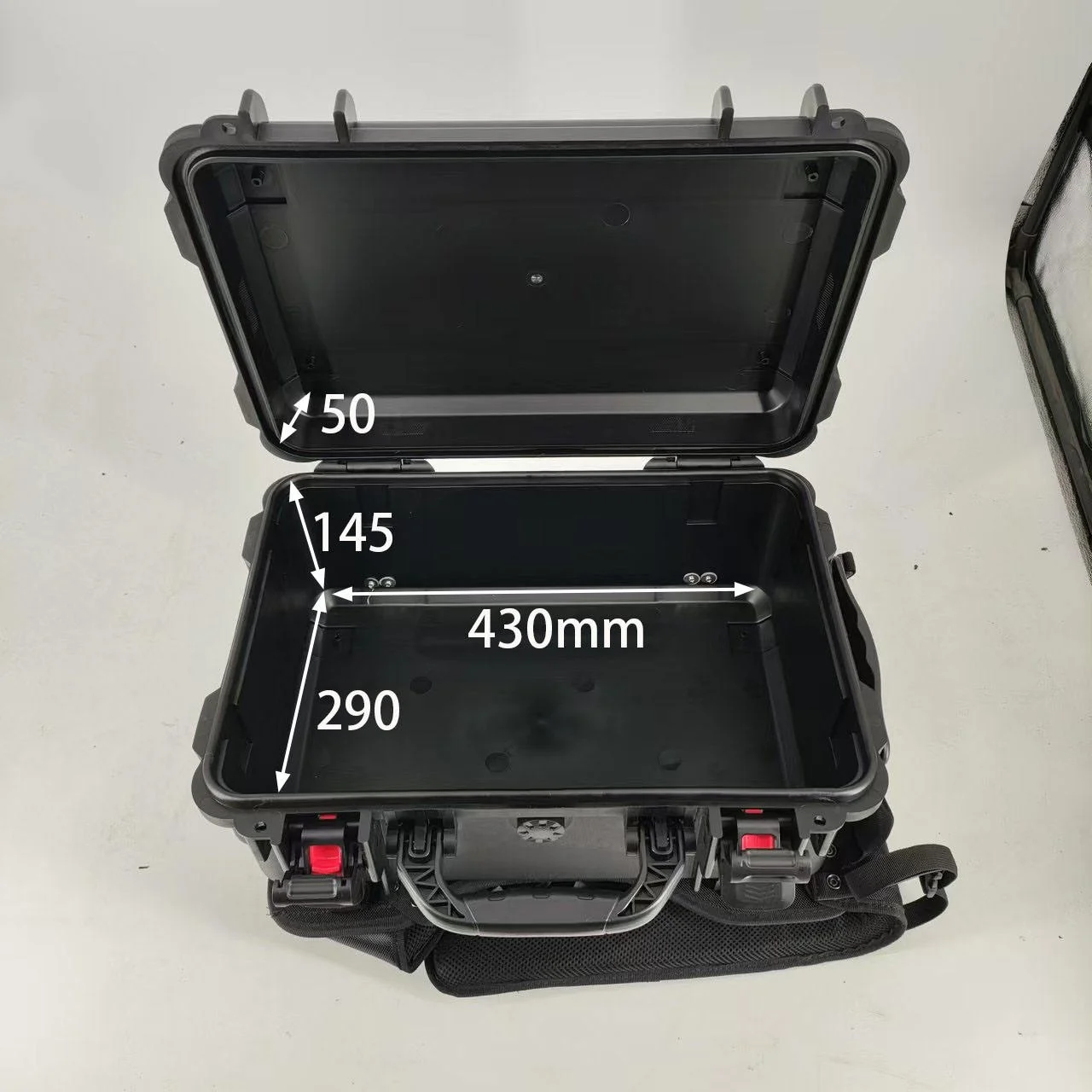 Waterproof Hard Plastic Safety Tool Case with Strap System for Secure Storage and Transport