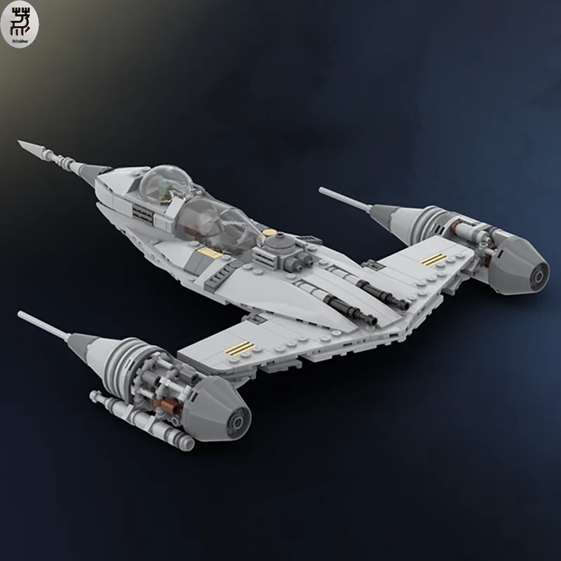 MOC PiXEL DANs DIN DJARINs CUSTOM MODIFIED N-1 Fighter With Stand Building Assembled Model Blocks Toy Brick Commemorative Gift