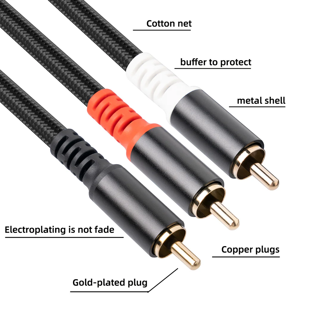 อะแดปเตอร์ RCA Y สายซับวูฟเฟอร์ Y สาย 1X RCA to 2X RAC Audio Cable 1 Rca to 2 Rca เครื่องขยายเสียงสายสัญญาณเสียง,1 เมตร