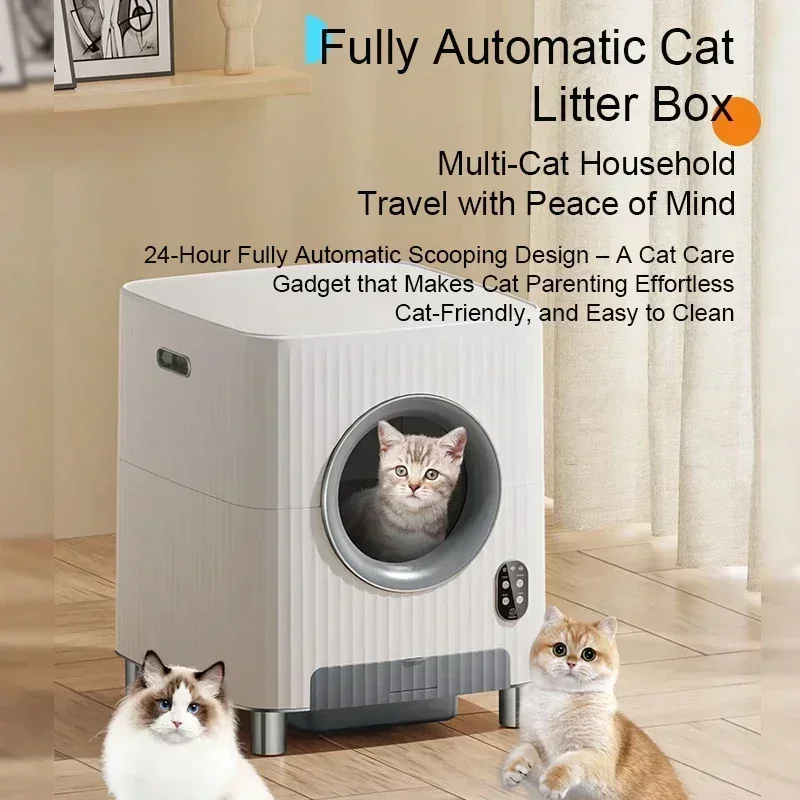 Tuya app mobile phone remote control intelligent automatic  box pet products cleaning plastic smart cat toilet box