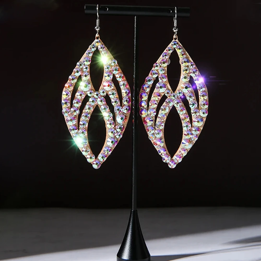 Stonefans Rhinestone Drop Earrings for Women Boho Belly Dance Accessories Statement Dangle Trending Earrings Jewelry Gift