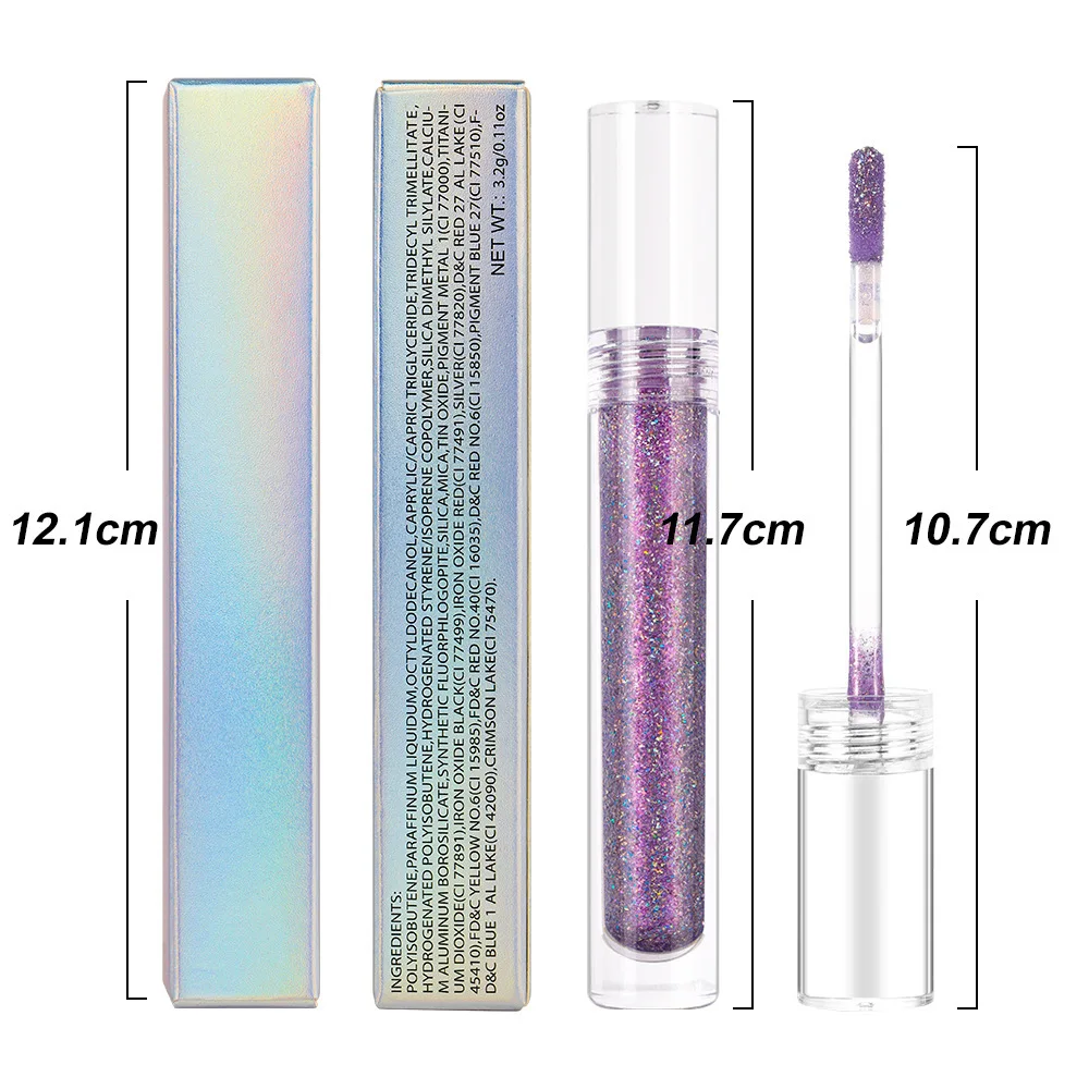 Long Lasting Lip Gloss Laser Shining Lipstick Waterproof Moisturizing Pigmented Liquid Tint Glitter Shine Makeup Cosmetic Tool