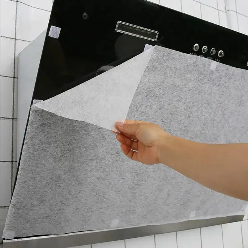 12PCS/Set Disposable Cleaning Kitchen Oil Filter Paper Non-woven Fabric Oil-proof Cotton Filter Element Range Hood Exhaust