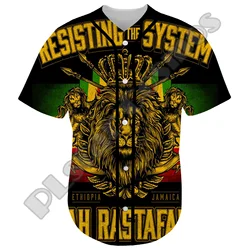 NewFashion Bob Marley Rastafari Lion Vintage Reggae Retro Tattoo 3DPrint Harajuku Summer Baseball Shirts Jersey Short Sleeves X8