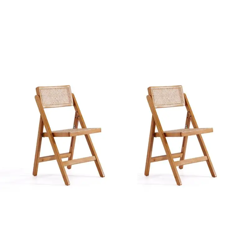 Natural Wood Folding Chair Set of 2