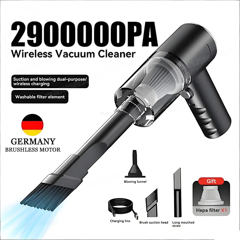 

2900000 PA Car Vacuum Cleaner USB Charging Powerful 4 in1 Clean Machine Wireless Blowing Suction Portable Vacuum Cleaner 2026