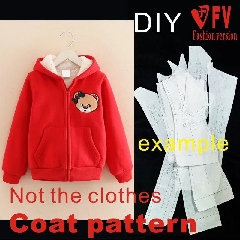 Make clothes paper pattern children's clothing hooded coat cutting diagram 1:1 physical paper pattern CWT7