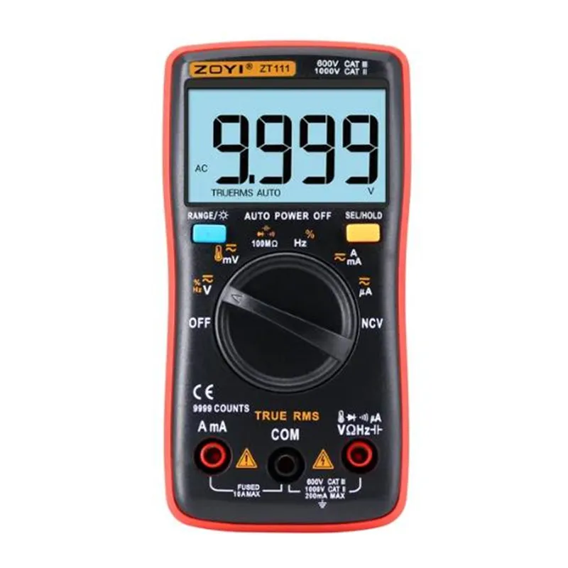 ZT111 Digital Multimeter Professional 9999-Count DC AC Voltage Current Tester True RMS NCV DC AC Voltmeter Capacitor Meter