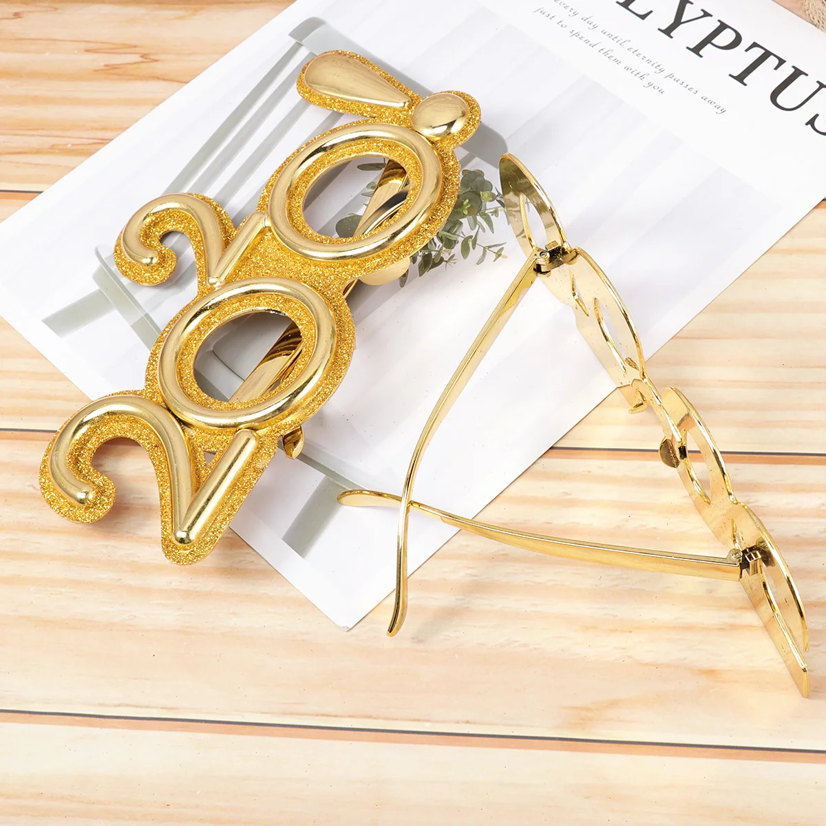 

3 Pcs Eyeglasses Digital Number Party Novelty Golden for New Year Men and Women