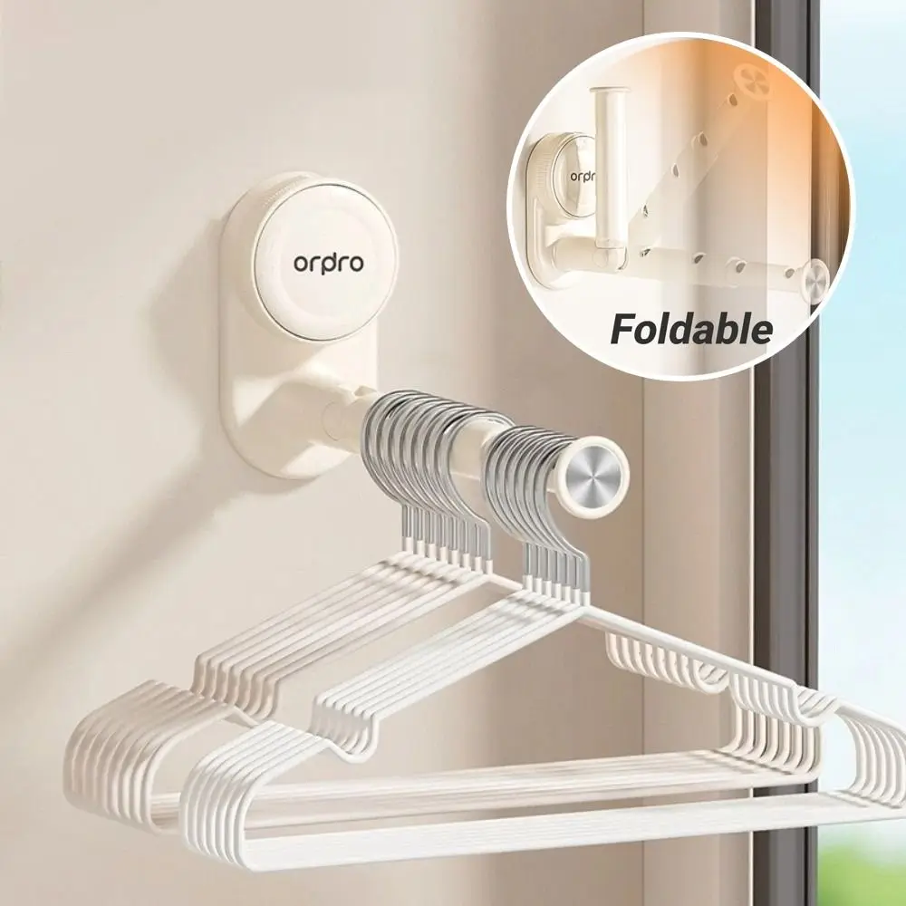 رف تجفيف الملابس القابل للسحب، تركيب كوب الشفط، شماعة ملابس قابلة للطي، منظم توفير المساحة، طول قابل للتعديل #2