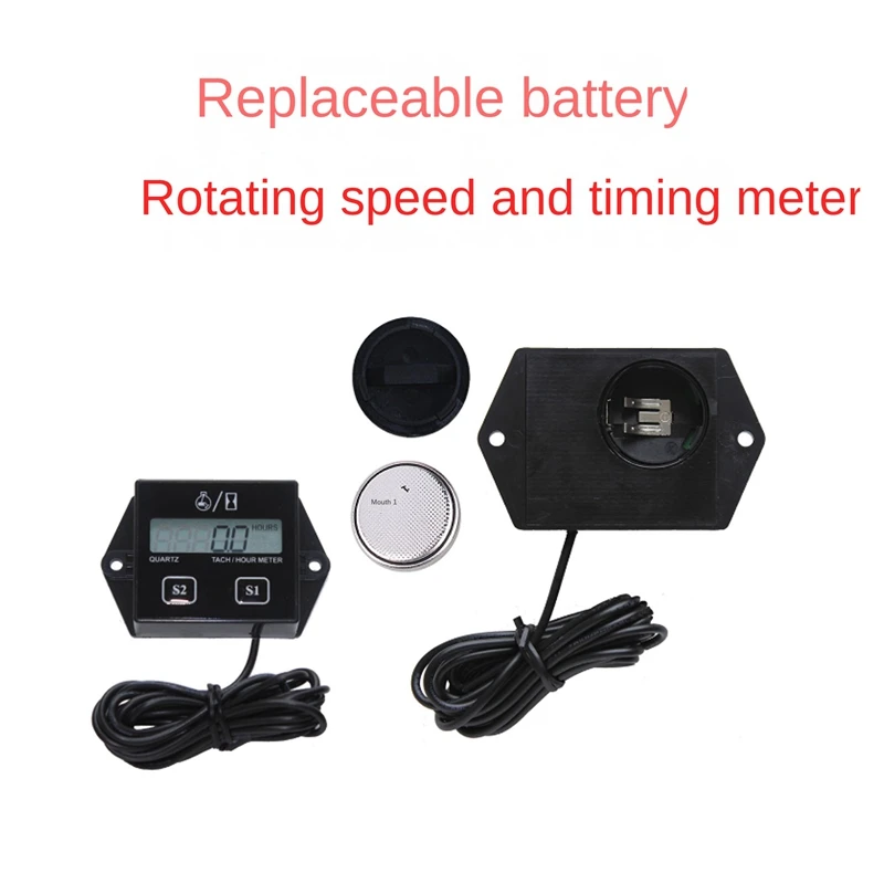 2PC Gasoline Engine Tachometer Timer Replaceable Battery Waterproof Induction Digital Display 2 4 Stroke Totalizer Timer