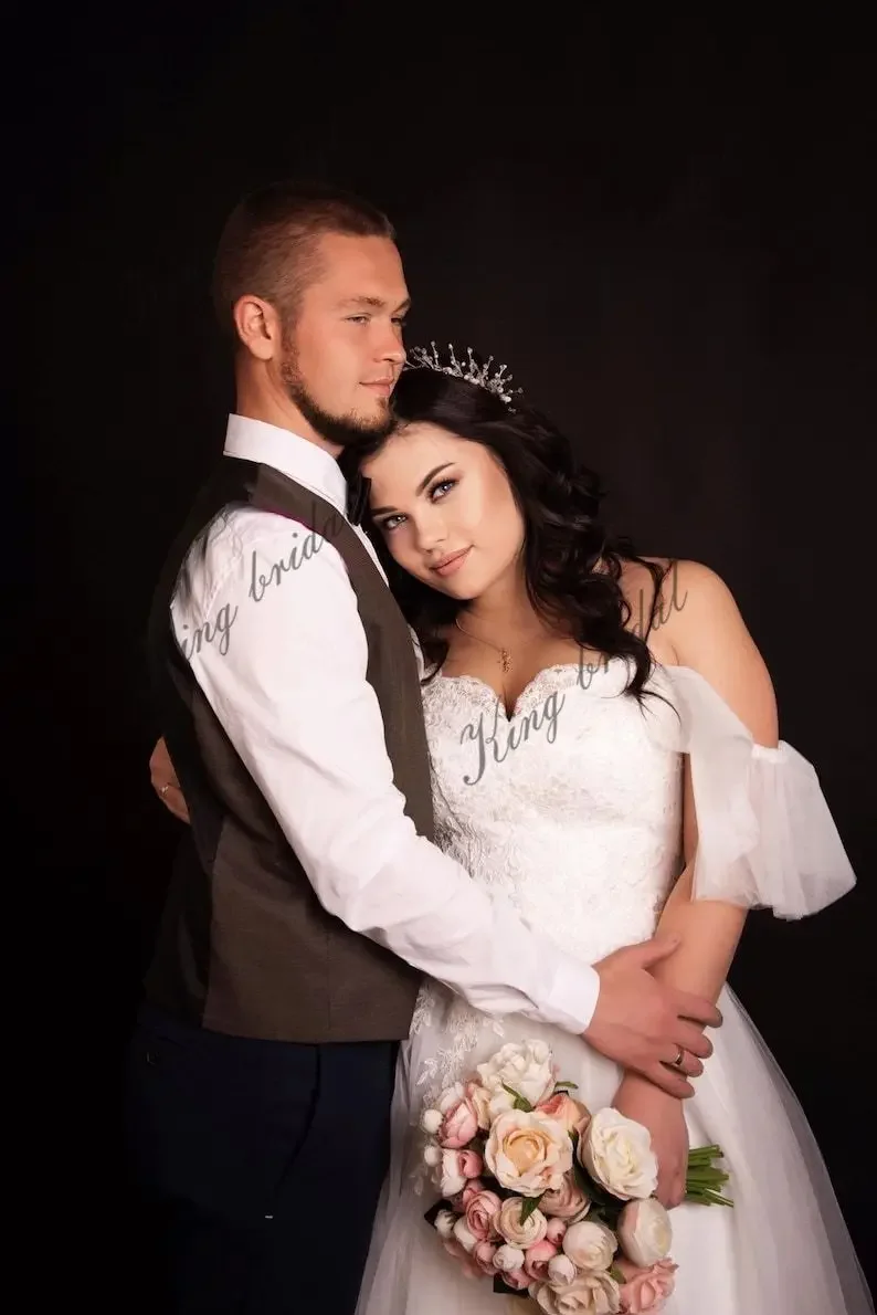 2025, Braut, Elfenbein, Tüll, A-Linie, Boho-Hochzeitskleid, modernes Korsett, Braut-Ballkleid, individuelle, einzigartige Strandhochzeitskleider für Frauen