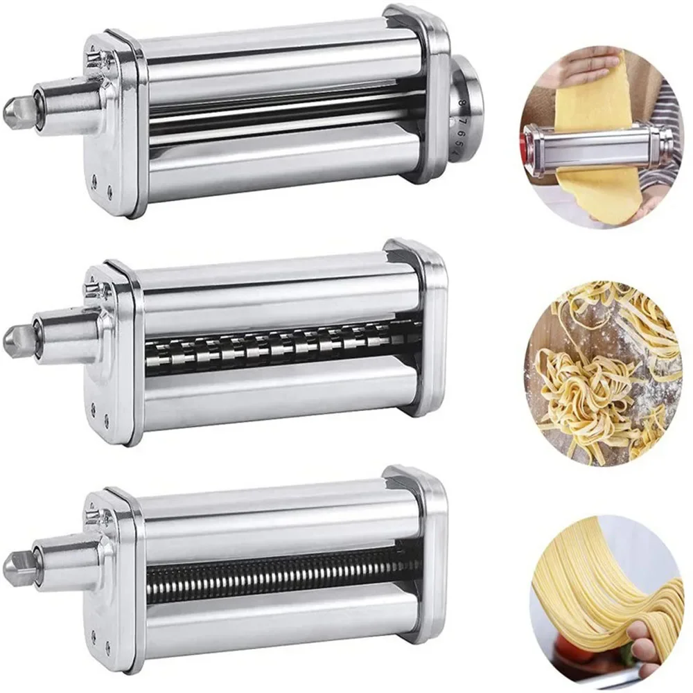 Pasta Maker Attachment 3-in-1 Pasta Roller Cutter Parts Noodles Press Machine Compatible With KitchenAid Stand Mixers
