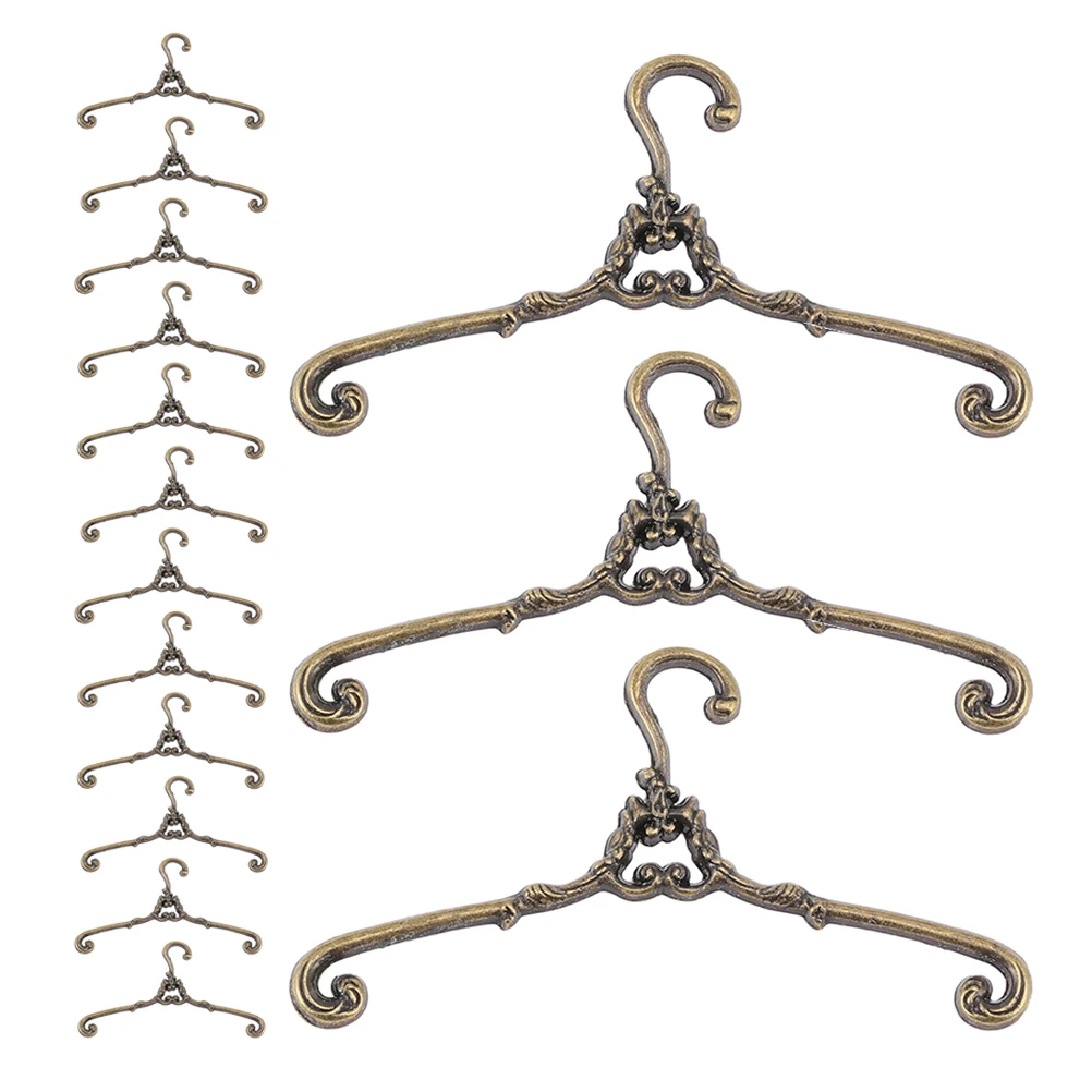 

30 Pcs Hangers Mini Clothes Display Alloy Dollhouse Golden Outfit Holders Accessories Storage