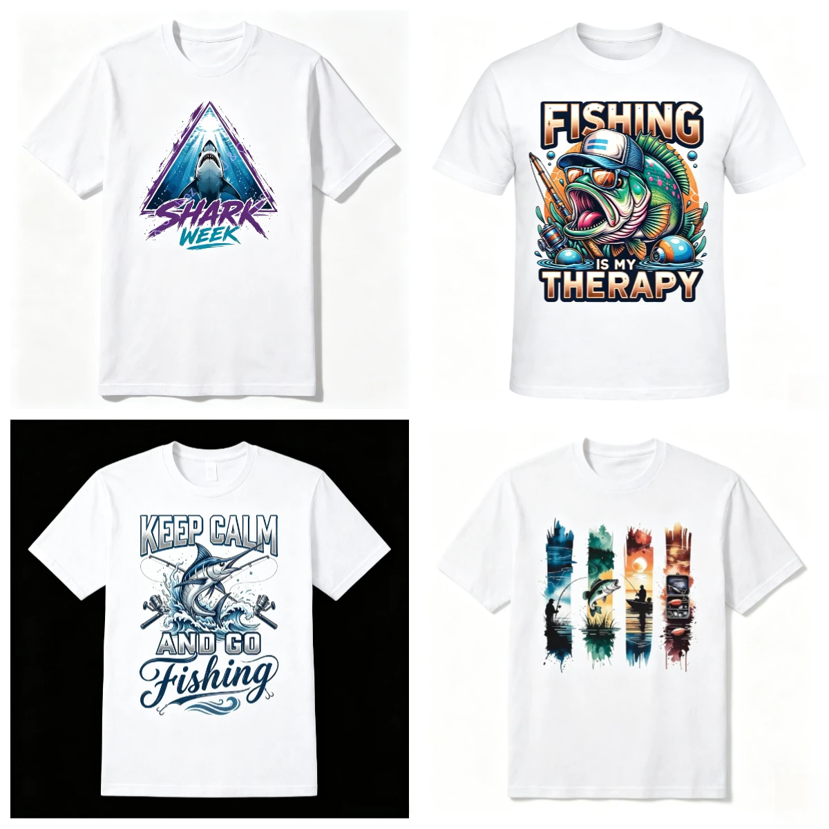 Men White T-Shirt Funny Shark Week Printed Graphic Tee Cool Great White Shark Top for Sea Adventure Summer Casual Wear