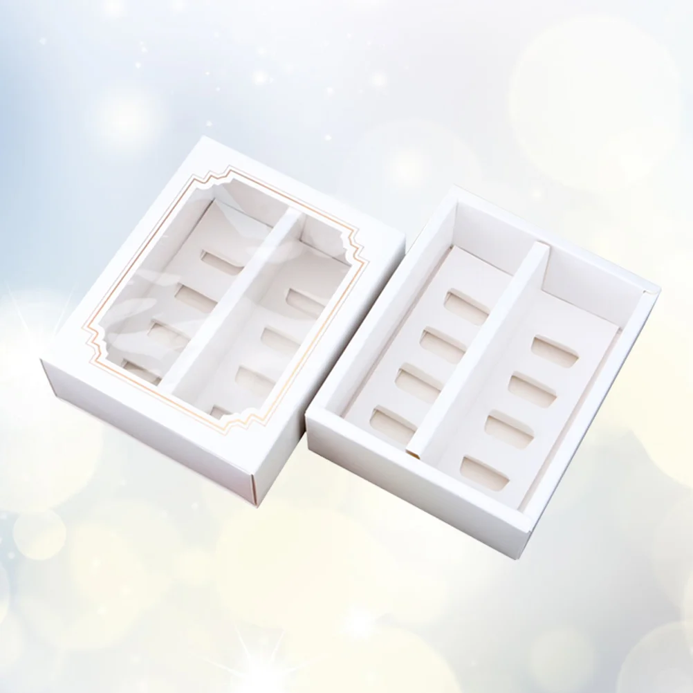 

10pcs Paper Macarons Box with Clear Window Dessert Containers Muffin Carriers for Home Dessert Shop paper macaron box