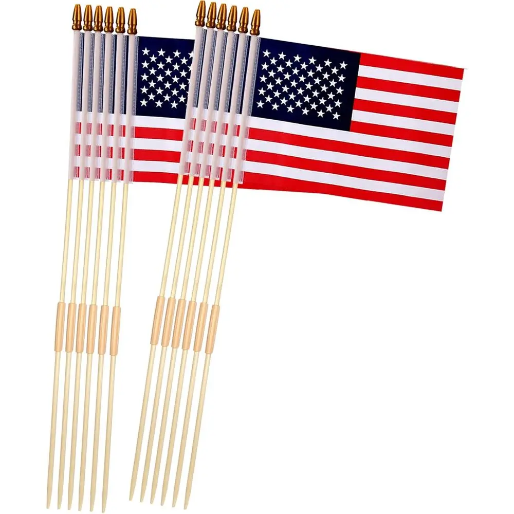 

12 Pack 8x12 Inch Flags on Stick, Outdoor Multi-Position Flagpole, Perfect for 250th US Anniversary, Memorial Day, 4th of July,
