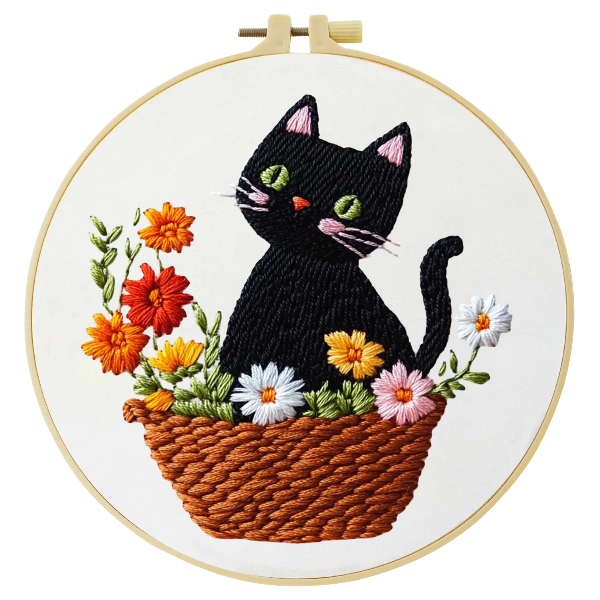 1 Stück 20X20CM/15X15CM 7,87/6,3 Zoll Katzen-Stickerei-Starter-Kit DIY-Kit DIY-Stickerei-Set Handarbeiten Nähkunst Nadelkunst – Detail 3