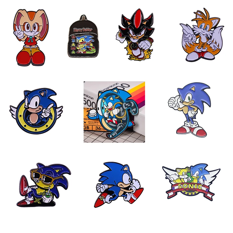 Classic Adventure Game Anime Movie Badge Cute Animal Enamel Metal Cartoon SONIC Brooch Denim Jacket Backpack Pin Decoration Gift