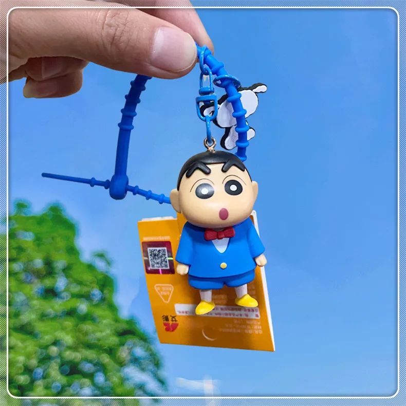 Nuovo Anime Crayon Shin-chan Kawaii Q versione Cos Cross dress Figura divertente Modello in PVC Giocattoli Bambola Coppia ciondolo Portachiavi Regali