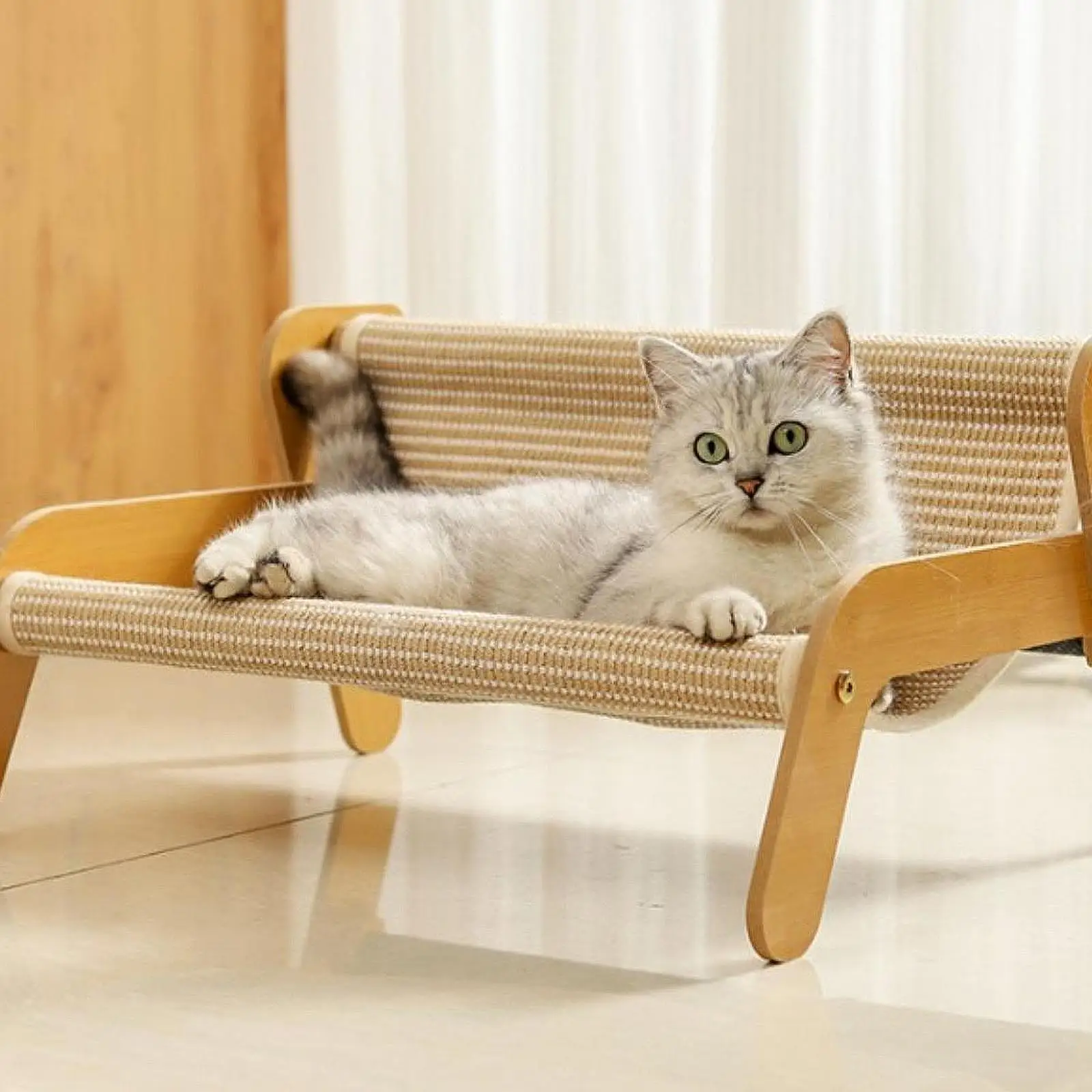 Almohadilla lino lavable repuesto para hamaca elevada de gatos - imagen 3
