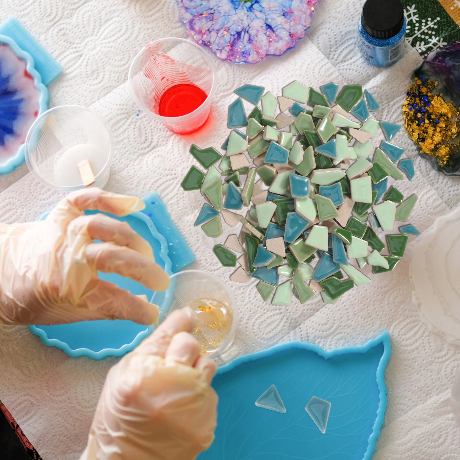 

200G Ceramic Mosaic Pieces Vibrant DIY Glazed Tiles for Garden Road Bathroom Decor Craft Projects Mosaic Art Supplies Retro