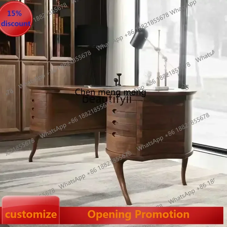 ss7486 North American black walnut solid wood desk Nordic Italian computer writing desk New Light Luxury