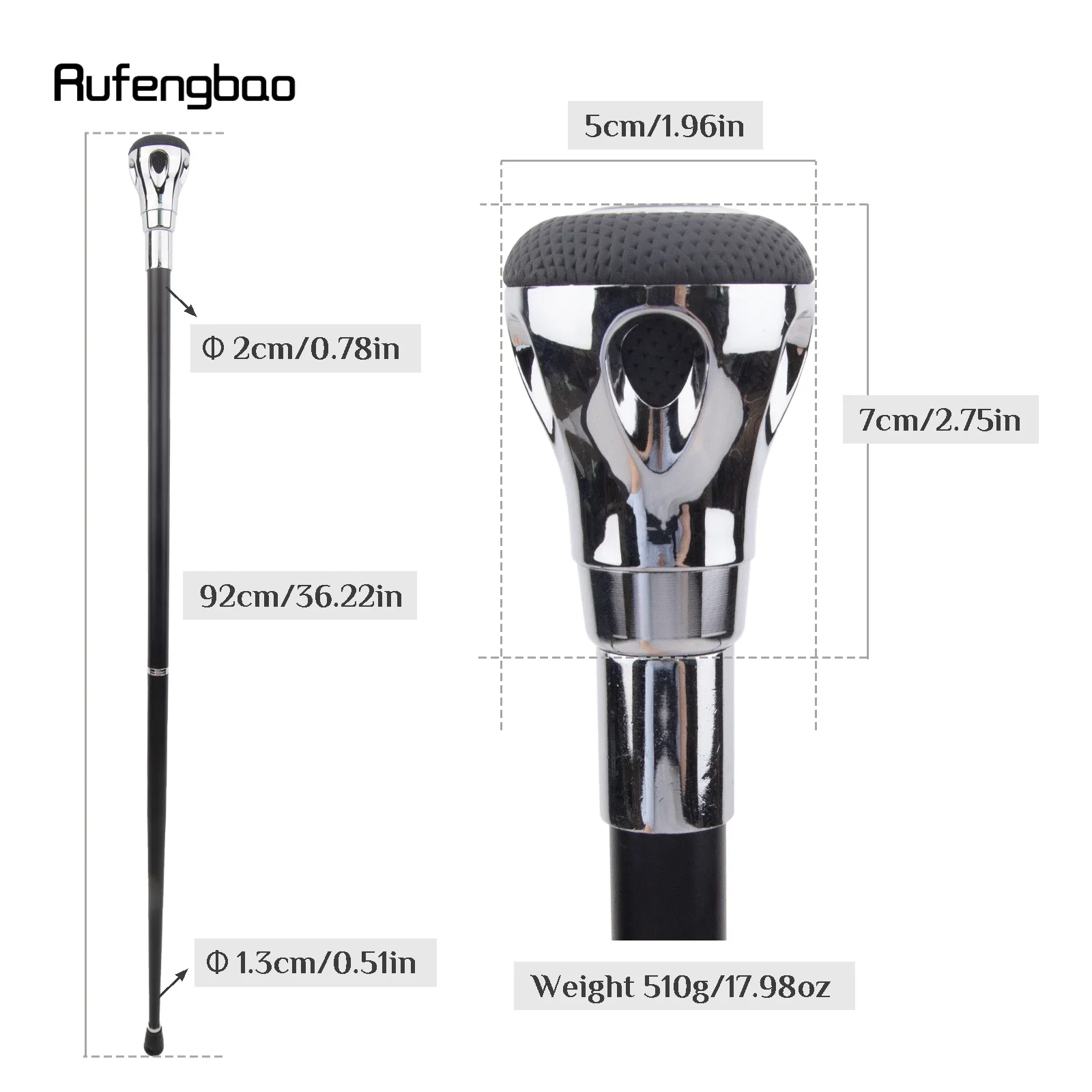 紳士のための銀の杖,装飾的な杖,エレガントなコスプレ,黒,銀,ファッション,王冠,92cm